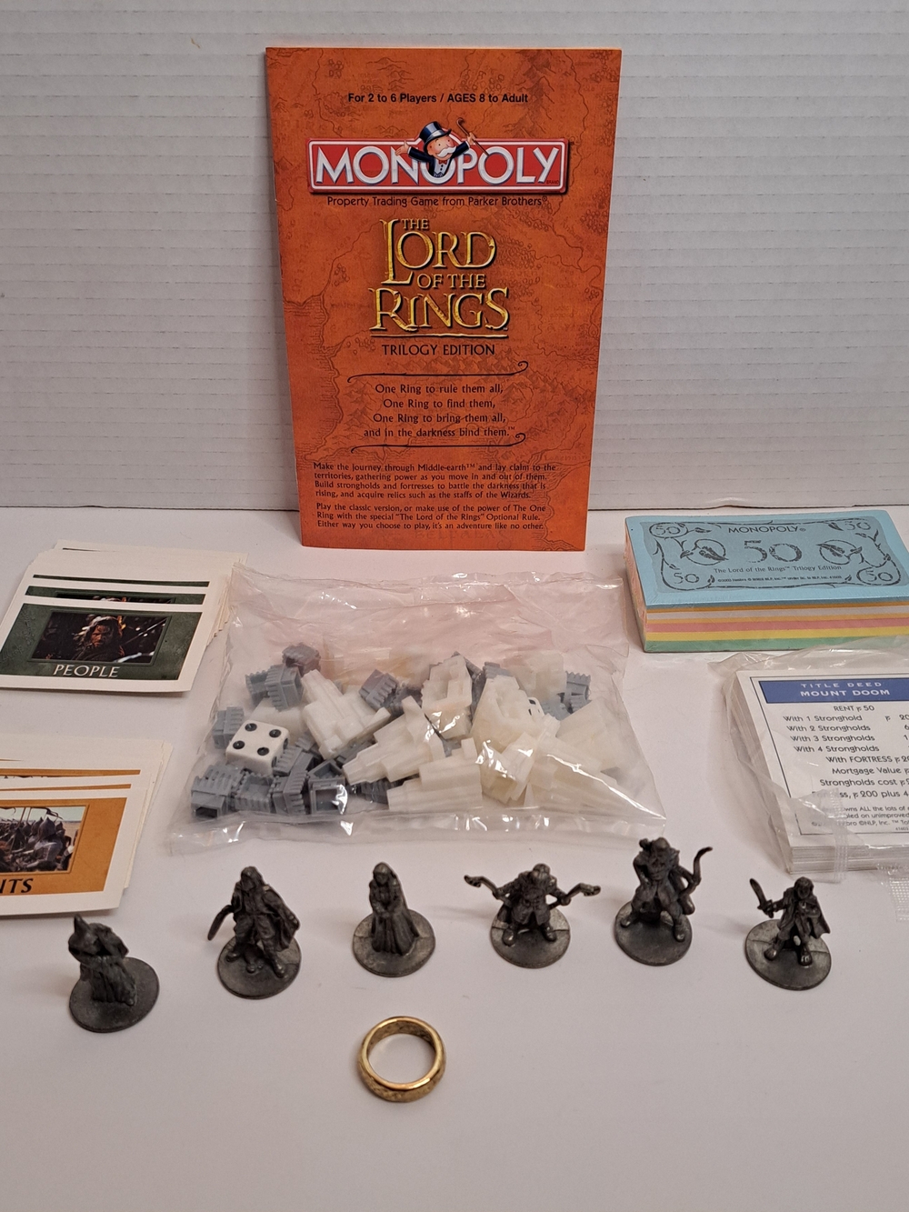 Monopoly Lord of the Rings Trilogy Pieces. Game Cards, Money, 6 Figures, +more